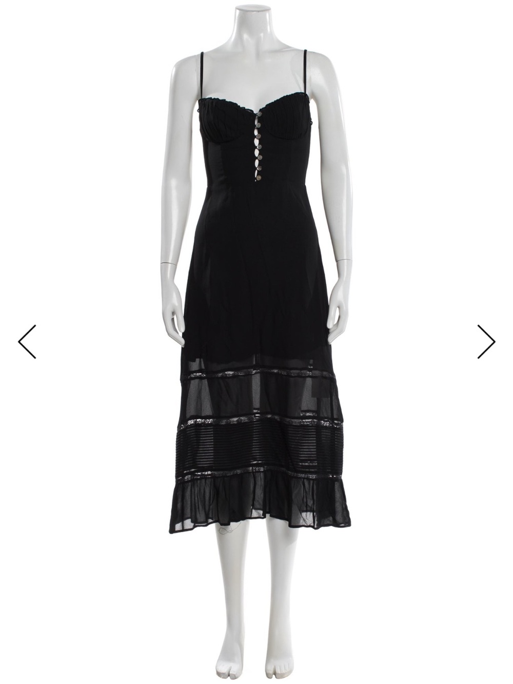 Reformation Black Spaghetti-Strap Button-Front Midi Dress